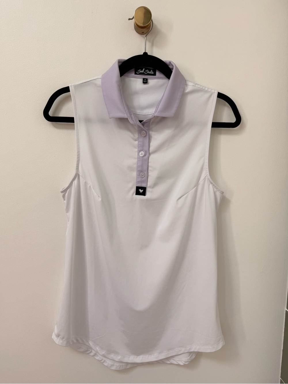 Bad Birdie Core Sleeveless Polo - White/Lilac - Picture 5 of 6